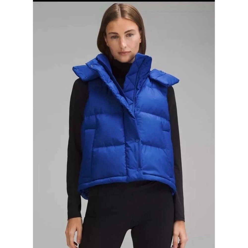 Lululemon Women's Wunder Puff 600-Down-Fill Cropped Vest Blue Size 4